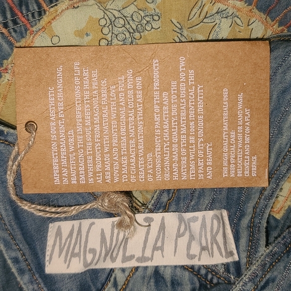 New Magnolia Pearl Love Applique Overalls Woodstock 032 Overall Denim Jeans jean - Picture 14 of 17